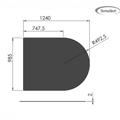 Gulvplade til biopejs fra Termatech Termatech gulvplade til pejs 98,5 x 124 cm