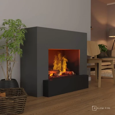 Glow Fire Brecht Hybridpejs Grå – Vanddamp uden varme Glow Fire Brecht Hybridpejs i grå med realistiske vanddampflammer