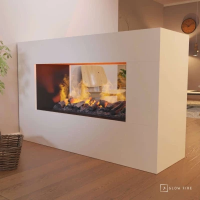Glow Fire Mini Sort Hybridpejs – 1-sidet Glas | Køb nu Glow Fire Mini Sort Hybridpejs med 1-sidet glas – gulvstående damppejs