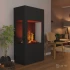 Glow Fire fritstående sort hybridpejs med én side glas – moderne og flammer uden ild