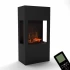 Glow Fire fritstående sort hybridpejs med én side glas – moderne og flammer uden ild