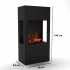 Glow Fire fritstående sort hybridpejs med én side glas – moderne og flammer uden ild